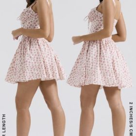 Natassia White Rosebud Print Cotton Mini Dress