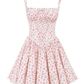 Natassia White Rosebud Print Cotton Mini Dress - Image 2