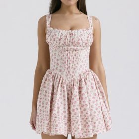 Natassia White Rosebud Print Cotton Mini Dress - Image 8