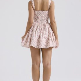 Natassia White Rosebud Print Cotton Mini Dress - Image 12