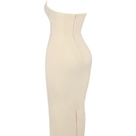 Mia Ecru Halter Maxi Dress - Image 3