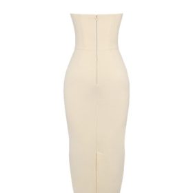 Mia Ecru Halter Maxi Dress - Image 4