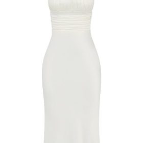 Lois Ivory Satin Corset Midi Dress - Image 2