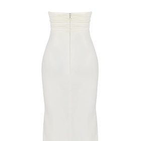 Lois Ivory Satin Corset Midi Dress - Image 4