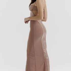 Bonita Cafe Au Lait Sequin Maxi Dress - Image 10