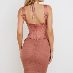 Talya Antique Rose Corset Midi Dress