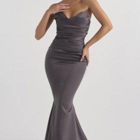 Fleur Shadow Satin Strapless Gown - Image 5