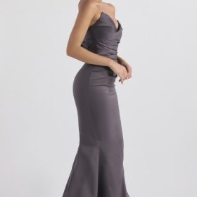 Fleur Shadow Satin Strapless Gown - Image 8