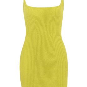 Neri Acid Lime Textured Cotton Knit Mini Dress - Image 2