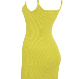 Neri Acid Lime Textured Cotton Knit Mini Dress - Image 3