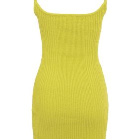 Neri Acid Lime Textured Cotton Knit Mini Dress - Image 4