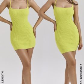 Neri Acid Lime Textured Cotton Knit Mini Dress - Image 10
