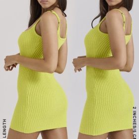 Neri Acid Lime Textured Cotton Knit Mini Dress - Image 11