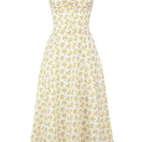 Rosalee White Vintage Floral Print Cotton Bustier Sundress - Image 2