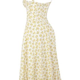 Rosalee White Vintage Floral Print Cotton Bustier Sundress - Image 3