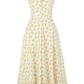 Rosalee White Vintage Floral Print Cotton Bustier Sundress - Image 4