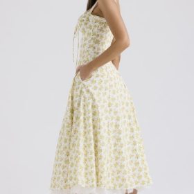 Rosalee White Vintage Floral Print Cotton Bustier Sundress - Image 10