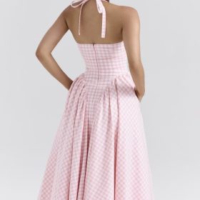 Marilyn Strawberry Shortcake Gingham Halter Midi Sundress - Image 9