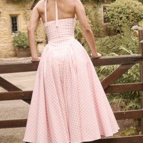 Marilyn Strawberry Shortcake Gingham Halter Midi Sundress - Image 12