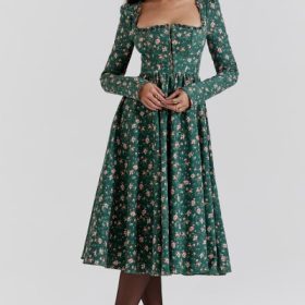 Delia Green Floral Print Midi Dress - Image 7
