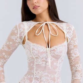 Alice Vintage Cream Lace Mini Dress - Image 8