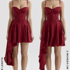 Lola Wine Jacquard Satin Draped Mini Dress - Image 10