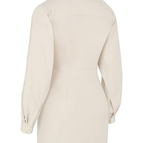 Julietta Beige Linen Cutout Shirt Dress - Image 3