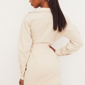 Julietta Beige Linen Cutout Shirt Dress - Image 11