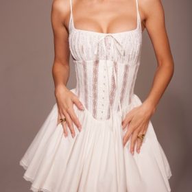 Rosaria White Cotton Corset Mini Dress