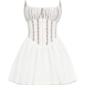Rosaria White Cotton Corset Mini Dress - Image 2