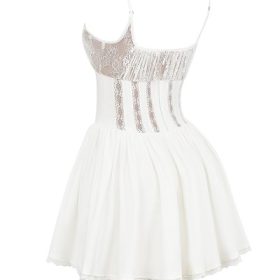 Rosaria White Cotton Corset Mini Dress - Image 3