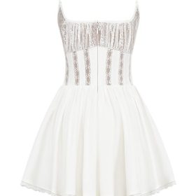 Rosaria White Cotton Corset Mini Dress - Image 4