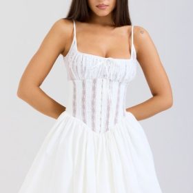 Rosaria White Cotton Corset Mini Dress - Image 5