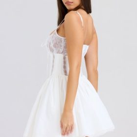 Rosaria White Cotton Corset Mini Dress - Image 10