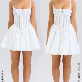 Rosaria White Cotton Corset Mini Dress - Image 11