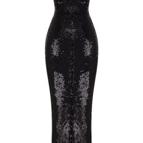 Holly Black Sequin Strapless Bow Dress - Image 4