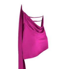 Aida Hot Pink Asymmetric Wrap Neck Dress - Image 3