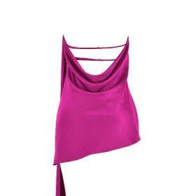 Aida Hot Pink Asymmetric Wrap Neck Dress - Image 4