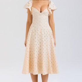 Amaya Cream Tea Broderie Anglais Midi Dress - Image 7