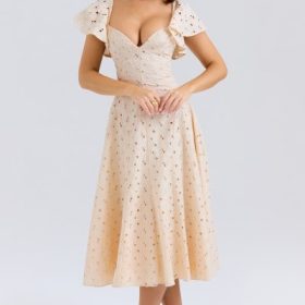 Amaya Cream Tea Broderie Anglais Midi Dress - Image 8