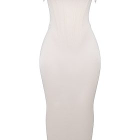 Nalita Vintage Cream Embellished Strapless Dress - Image 2