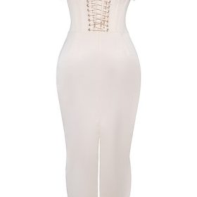 Nalita Vintage Cream Embellished Strapless Dress - Image 4