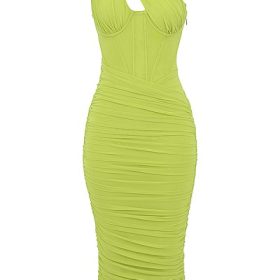 Valentina Lime Asymmetric Cutout Midi Dress - Image 2