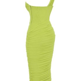 Valentina Lime Asymmetric Cutout Midi Dress - Image 3