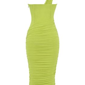 Valentina Lime Asymmetric Cutout Midi Dress - Image 4