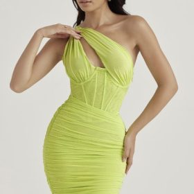 Valentina Lime Asymmetric Cutout Midi Dress - Image 8
