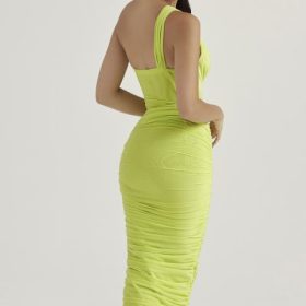 Valentina Lime Asymmetric Cutout Midi Dress - Image 11