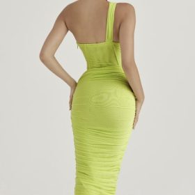 Valentina Lime Asymmetric Cutout Midi Dress - Image 12