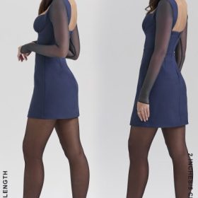 Angelie Midnight Stretch Crepe Plunge Mini Dress - Image 4