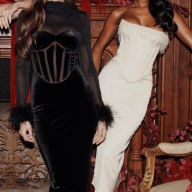 Lianna Black Velvet Midi Dress - Image 16